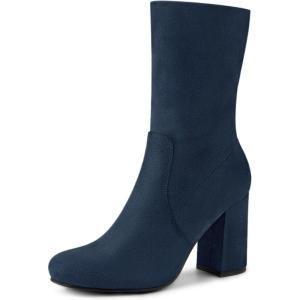 imageAllegra K Womens Stretch Round Toe Block Heel Sock Ankle BootsNavy Blue