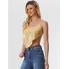 imageAllegra K Womens Christmas Sequin Spaghetti Straps Crisscross Backless Party Crop Cami TopLight Gold