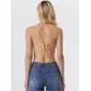 imageAllegra K Womens Christmas Sequin Spaghetti Straps Crisscross Backless Party Crop Cami TopLight Gold