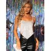 imageAllegra K Womens Christmas Sequin Spaghetti Straps Crisscross Backless Party Crop Cami TopPink