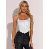 imageAllegra K Womens Christmas Sequin Spaghetti Straps Crisscross Backless Party Crop Cami TopWhite