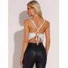 imageAllegra K Womens Christmas Sequin Spaghetti Straps Crisscross Backless Party Crop Cami TopWhite