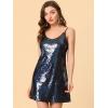 imageAllegra K Womens Glitter Sequin Dress Spaghetti Strap V Neck Party Cocktail Sparkly Mini Dress ClubwearDeep Blue