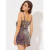 imageAllegra K Womens Glitter Sequin Dress Spaghetti Strap V Neck Party Cocktail Sparkly Mini Dress ClubwearDeep Purple