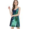 imageAllegra K Womens Glitter Sequin Dress Spaghetti Strap V Neck Party Cocktail Sparkly Mini Dress ClubwearGreen