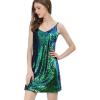 imageAllegra K Womens Glitter Sequin Dress Spaghetti Strap V Neck Party Cocktail Sparkly Mini Dress ClubwearGreen