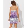 imageAllegra K Womens Glitter Sequin Dress Spaghetti Strap V Neck Party Cocktail Sparkly Mini Dress ClubwearPurple Silver