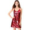 imageAllegra K Womens Glitter Sequin Dress Spaghetti Strap V Neck Party Cocktail Sparkly Mini Dress ClubwearRed