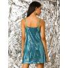 imageAllegra K Womens Glitter Sequin Dress Spaghetti Strap V Neck Party Cocktail Sparkly Mini Dress ClubwearTeal Blue