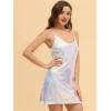 imageAllegra K Womens Glitter Sequin Dress Spaghetti Strap V Neck Party Cocktail Sparkly Mini Dress ClubwearWhite Blue