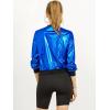 imageAllegra K Womens Sparkly Holographic Lightweight 90S Shiny Metallic Bomber JacketBlue