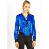 imageAllegra K Womens Sparkly Holographic Lightweight 90S Shiny Metallic Bomber JacketBlue