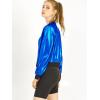 imageAllegra K Womens Sparkly Holographic Lightweight 90S Shiny Metallic Bomber JacketBlue