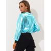 imageAllegra K Womens Sparkly Holographic Lightweight 90S Shiny Metallic Bomber JacketBlues