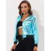 imageAllegra K Womens Sparkly Holographic Lightweight 90S Shiny Metallic Bomber JacketBlues