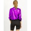 imageAllegra K Womens Sparkly Holographic Lightweight 90S Shiny Metallic Bomber JacketDark Purple