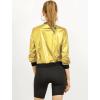 imageAllegra K Womens Sparkly Holographic Lightweight 90S Shiny Metallic Bomber JacketGold