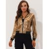 imageAllegra K Womens Sparkly Holographic Lightweight 90S Shiny Metallic Bomber JacketGolden Brown