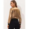 imageAllegra K Womens Sparkly Holographic Lightweight 90S Shiny Metallic Bomber JacketGolden Brown