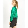 imageAllegra K Womens Sparkly Holographic Lightweight 90S Shiny Metallic Bomber JacketGreen