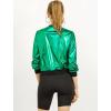 imageAllegra K Womens Sparkly Holographic Lightweight 90S Shiny Metallic Bomber JacketGreen