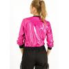 imageAllegra K Womens Sparkly Holographic Lightweight 90S Shiny Metallic Bomber JacketHot Pink