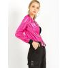 imageAllegra K Womens Sparkly Holographic Lightweight 90S Shiny Metallic Bomber JacketHot Pink