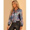 imageAllegra K Womens Sparkly Holographic Lightweight 90S Shiny Metallic Bomber JacketIridescent