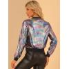 imageAllegra K Womens Sparkly Holographic Lightweight 90S Shiny Metallic Bomber JacketIridescent