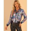 imageAllegra K Womens Sparkly Holographic Lightweight 90S Shiny Metallic Bomber JacketIridescent