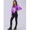 imageAllegra K Womens Sparkly Holographic Lightweight 90S Shiny Metallic Bomber JacketLight Purples