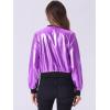 imageAllegra K Womens Sparkly Holographic Lightweight 90S Shiny Metallic Bomber JacketLight Purples