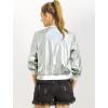 imageAllegra K Womens Sparkly Holographic Lightweight 90S Shiny Metallic Bomber JacketLight Silver