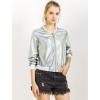 imageAllegra K Womens Sparkly Holographic Lightweight 90S Shiny Metallic Bomber JacketLight Silver