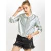 imageAllegra K Womens Sparkly Holographic Lightweight 90S Shiny Metallic Bomber JacketLight Silver