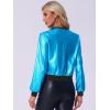 imageAllegra K Womens Sparkly Holographic Lightweight 90S Shiny Metallic Bomber JacketPeacock Blue