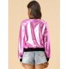 imageAllegra K Womens Sparkly Holographic Lightweight 90S Shiny Metallic Bomber JacketPink