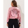 imageAllegra K Womens Sparkly Holographic Lightweight 90S Shiny Metallic Bomber JacketPinks