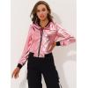 imageAllegra K Womens Sparkly Holographic Lightweight 90S Shiny Metallic Bomber JacketPinks