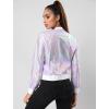 imageAllegra K Womens Sparkly Holographic Lightweight 90S Shiny Metallic Bomber JacketPurple