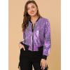 imageAllegra K Womens Sparkly Holographic Lightweight 90S Shiny Metallic Bomber JacketPurple1