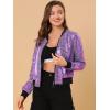 imageAllegra K Womens Sparkly Holographic Lightweight 90S Shiny Metallic Bomber JacketPurple1