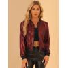 imageAllegra K Womens Sparkly Holographic Lightweight 90S Shiny Metallic Bomber JacketRed