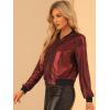 imageAllegra K Womens Sparkly Holographic Lightweight 90S Shiny Metallic Bomber JacketRed
