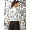 imageAllegra K Womens Sparkly Holographic Lightweight 90S Shiny Metallic Bomber JacketSilver