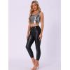 imageAllegra K Womens U Neck Sleeveless Party Clubwear Holographic Shiny Metallic Crop TopBlack Silver