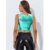 imageAllegra K Womens U Neck Sleeveless Party Clubwear Holographic Shiny Metallic Crop TopBlue Green