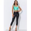 imageAllegra K Womens U Neck Sleeveless Party Clubwear Holographic Shiny Metallic Crop TopBlue Green