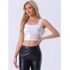 imageAllegra K Womens U Neck Sleeveless Party Clubwear Holographic Shiny Metallic Crop TopHolographic White