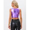 imageAllegra K Womens U Neck Sleeveless Party Clubwear Holographic Shiny Metallic Crop TopLavender